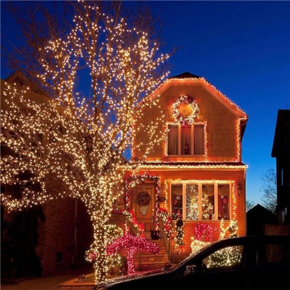 4-Pack 160FT 400 LED Solar String Lights for Outside, Solar...